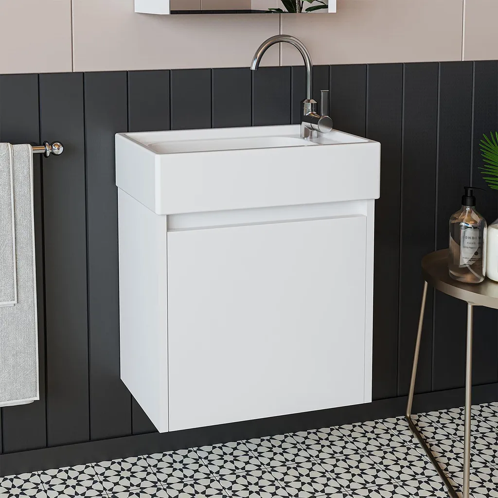 Aménager un coin WC avec le meuble lavabo compact blanc Roomart MINI-50