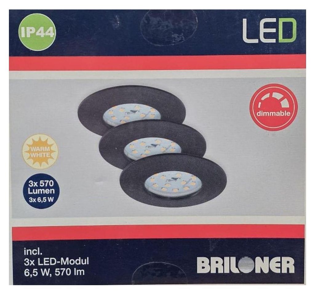 Lampes encastrées Briloner Set de 3 LED 6,5 watts IP44 Image du produit 