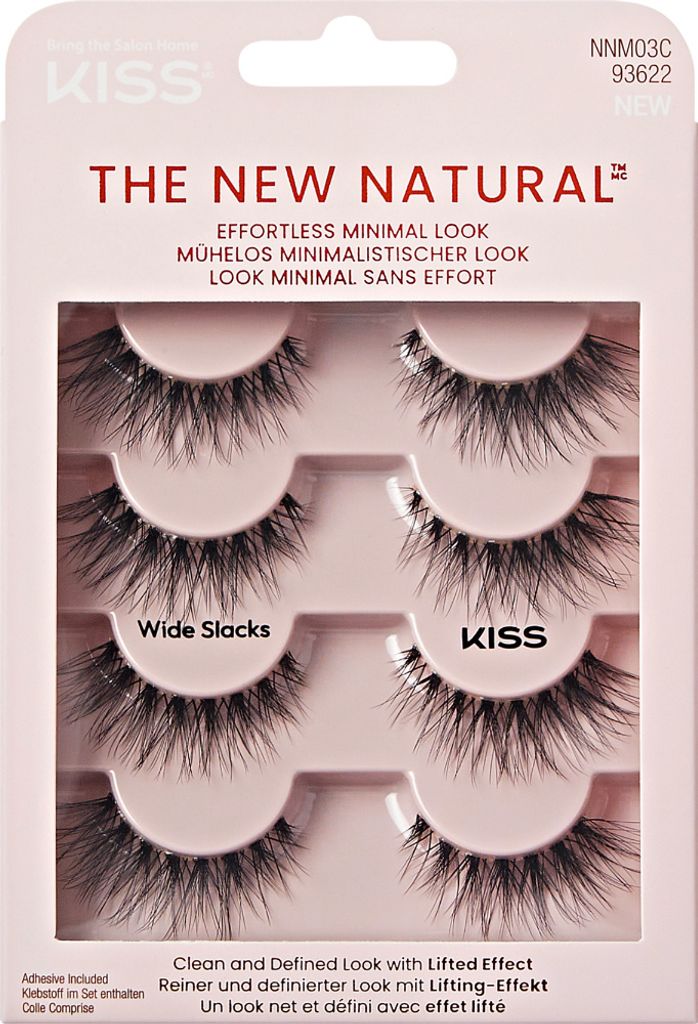 KISS | Künstliche Wimpern - Wide Slacks - 4 Paare - 12 mm - 3D Effekt - Vegan und wiederverwendbar