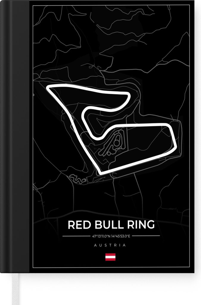 MuchoWow Notizbuch Tagebuch Haushaltsbuch Notebook A5 F1 - Rennstrecke - Red Bull Ring - Österreich - Rennstrecke - Schwarz - Notizblock - Notiz...