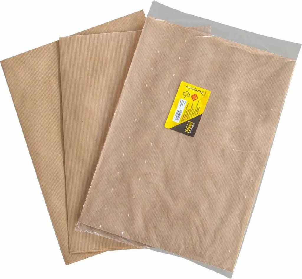 Idena 50059 - Packpapier 70x100 cm, 2 Bogen, 60g/m² starkes Papier, Farbe Kraft, Geschenkpapier, Kraftpapier, Verpackung