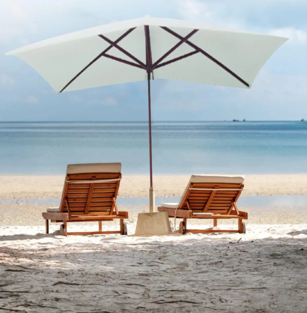 Parasol rectangulaire OLERON Gris pour grandes tables de terrasse été
