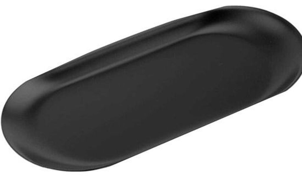Ovale roestvrijstalen Opbergschale für Schmuck, Snacks, Tee, Kerzen, Teller - 22,7 x 9,5 cm, schwarz