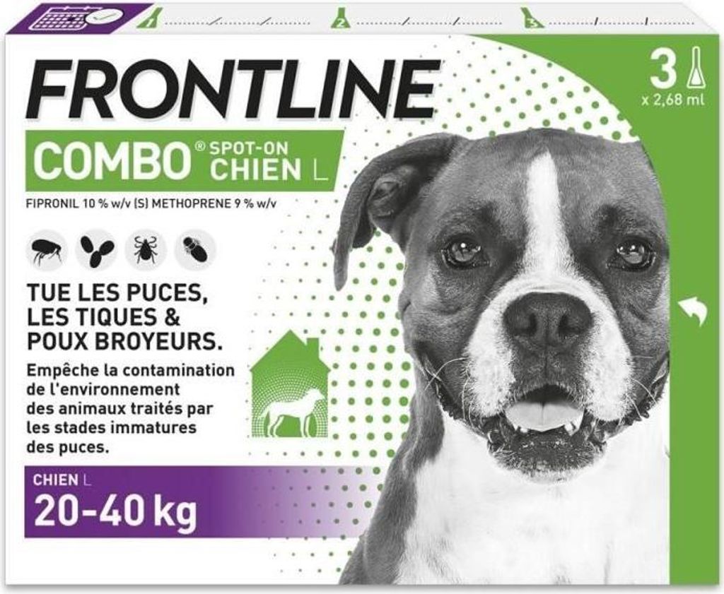 FRONTLINE 3 Antiparasitenpipetten COMBO Hund - 20-40 kg - Flöhe, Zecken, Läuse