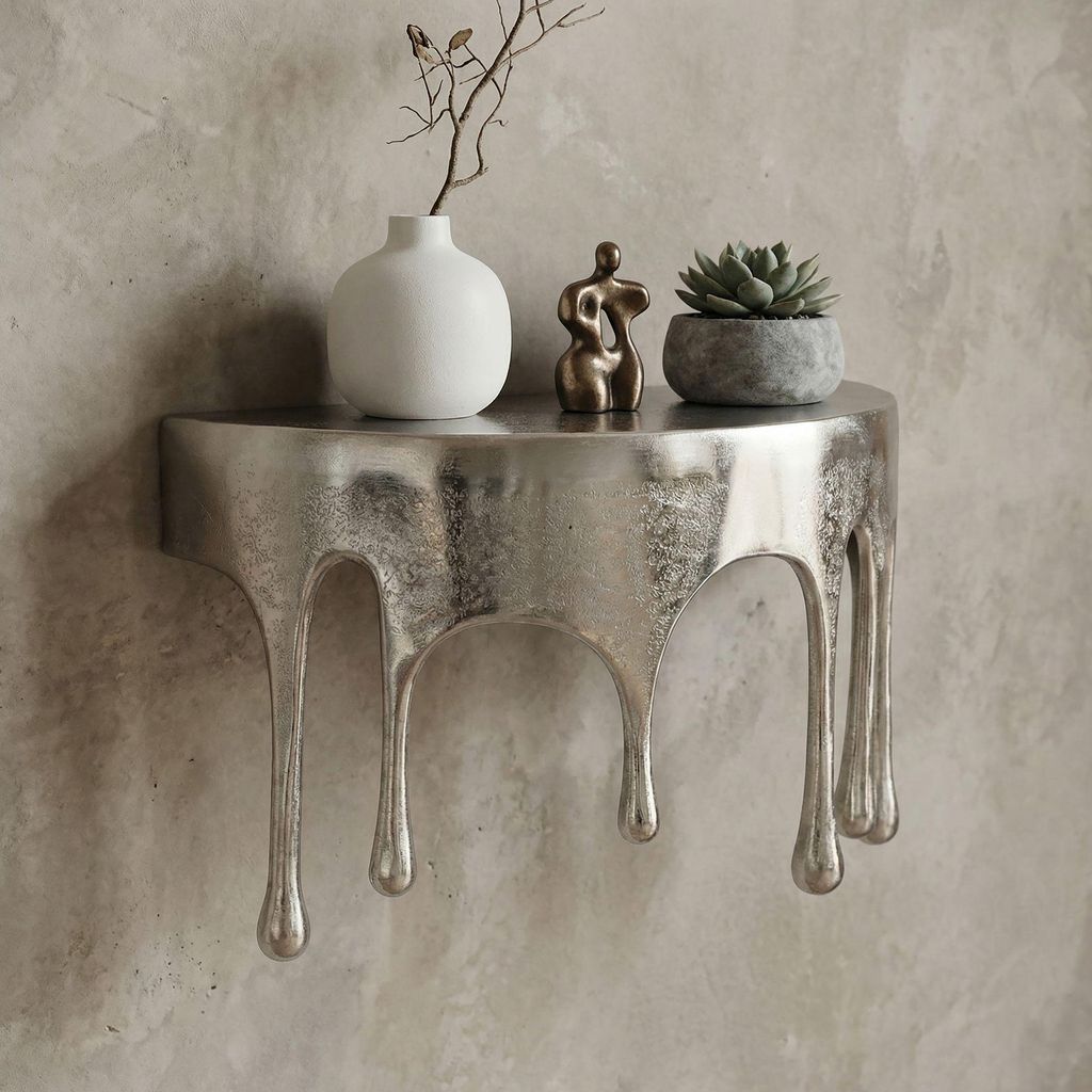 FineBuy Wandregal 60cm Aluminium Silber Tropfen Optik Produktbild 