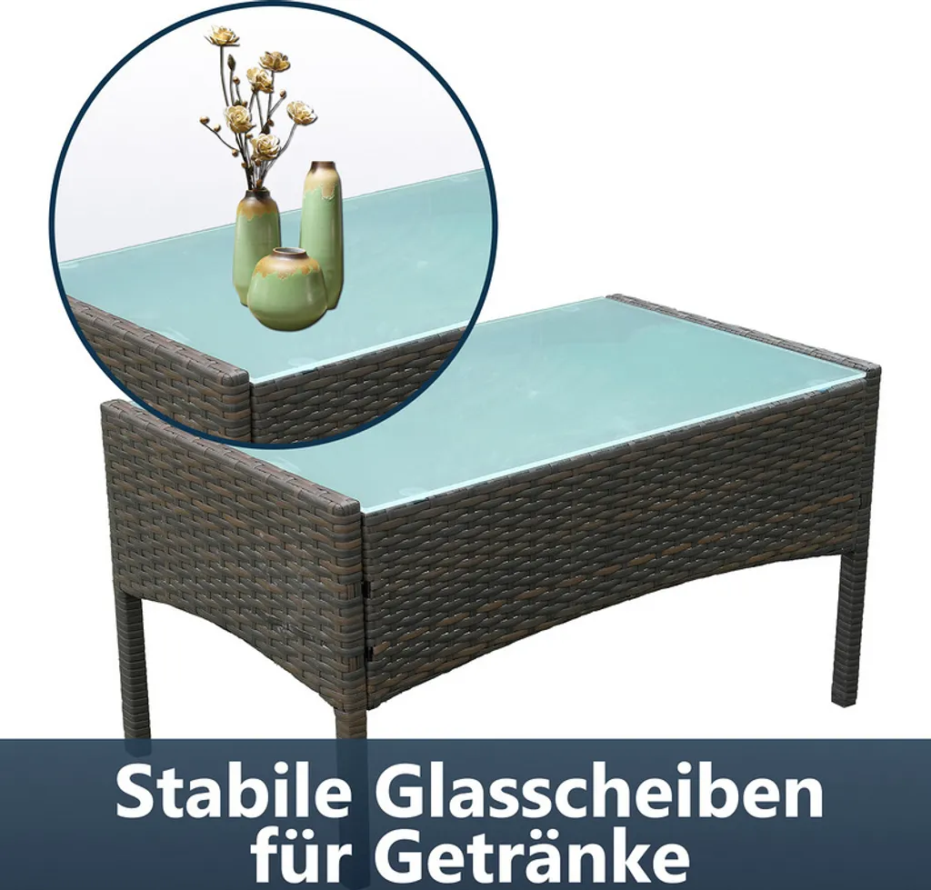 TolleTour Mobili Giardino Polyrattan Marrone | Set Divano Balcone 4pz - 5