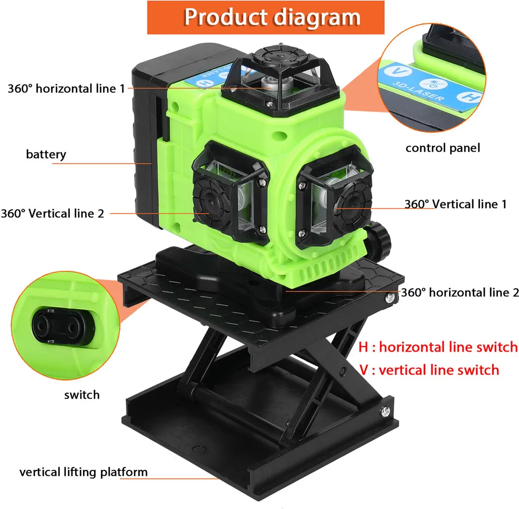 Niveau laser pour pose de carrelage et cloisons avec support omnidirectionnel - 4