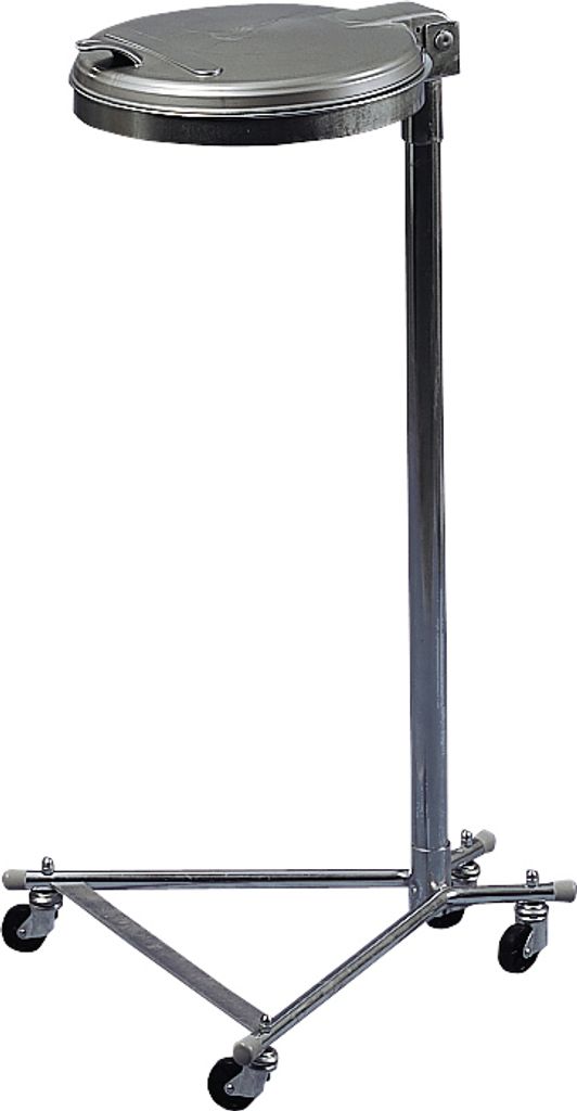 Robuster Einzel-Abfallsammler mit Metall-Deckel | mit 4 Rollen | 35cm Einwurföffnung | HxBxT 100x49x52cm | Stahl | Verzinkt-Verzinkt