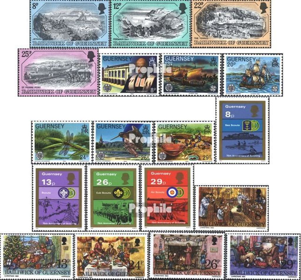 Briefmarken GB - Guernsey 1982 Mi 241-259 (kompl.Ausg.) Produktbild 
