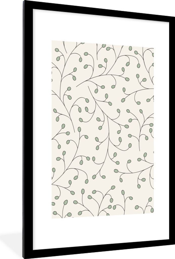 MuchoWow MuchoWow Gerahmtes Poster Muster - Natur - Zweig 60x90 cm - Poster mit zchwarzem Bilderrahmen - Dekoration - Wandposter Wohnzimmer - H...