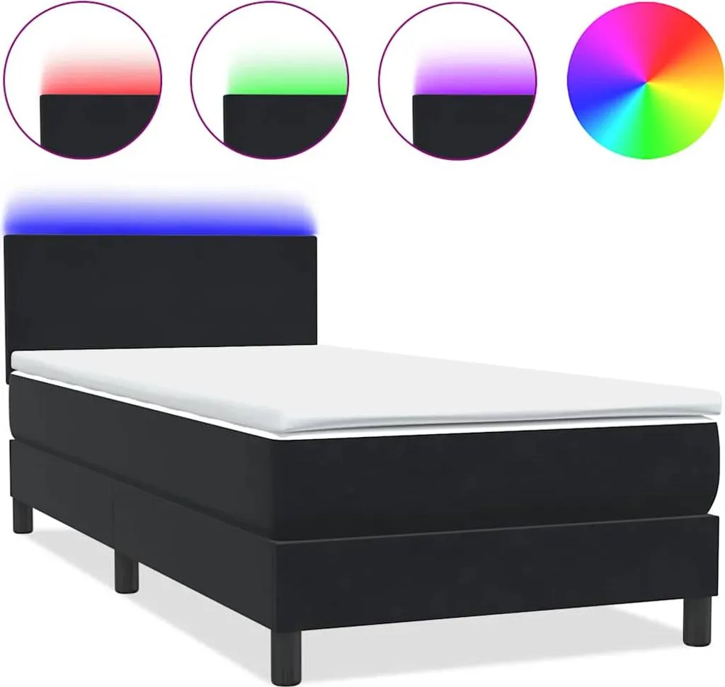 Lit boxspring noir 90x210 avec matelas : fini le mal de dos grâce au LED