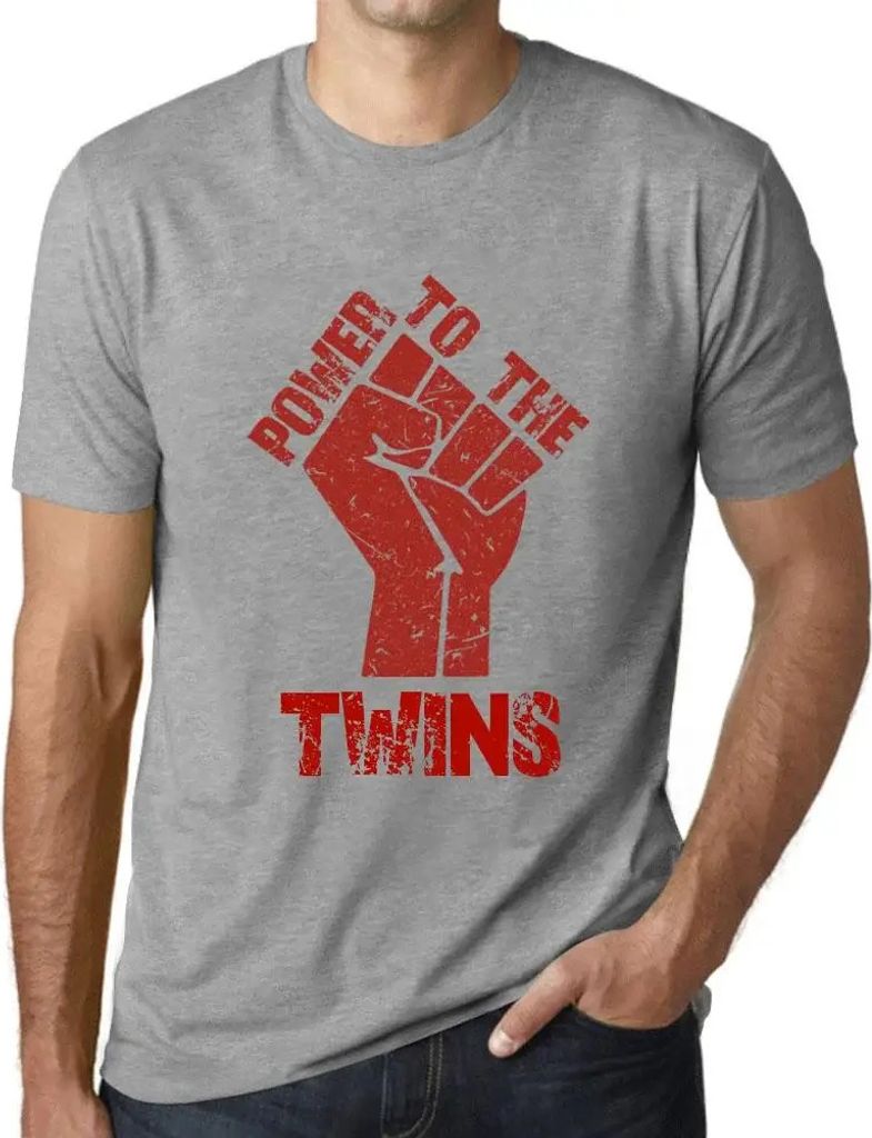 Herren Grafik T-Shirt Macht den Zwillingen – Power To The Twins – Öko-Verantwortlich Vintage Jahrgang Kurzarm Lustige Druck Geburtstag Geschen...