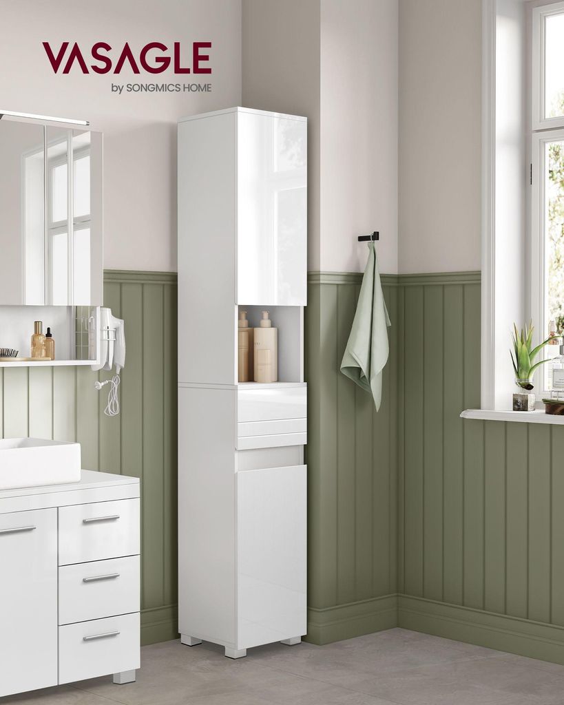 Badezimmerschrank 30 x 30 x 170 cm mit verstellbaren Einlegeböden