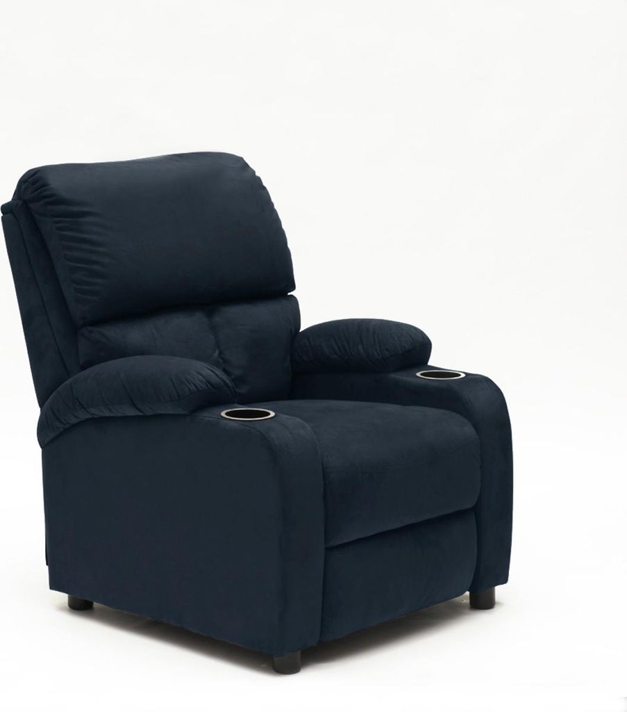 Verstellbarer Relaxsessel Fernsehsessel mit Samt-Mikrofaser-Fußstütze Laura - Blau