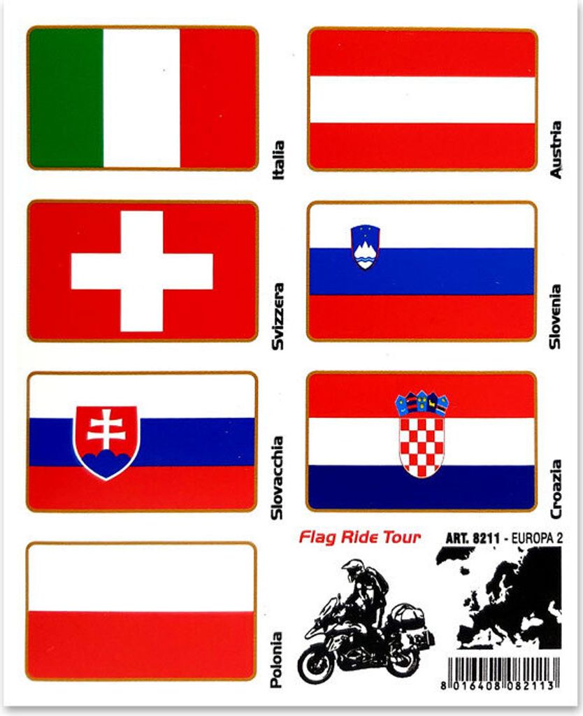 Aufkleber Sticker Flaggen Flag Ride Tour Europa 2 für Koffer Moto