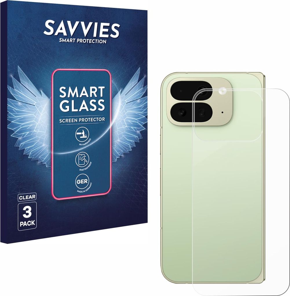 3x Savvies Schutzglas Folie für Google Pixel 10 Pro Fold (Rückseite) 9H Panzer Schutzfolie Glas Displayschutz klar transparent