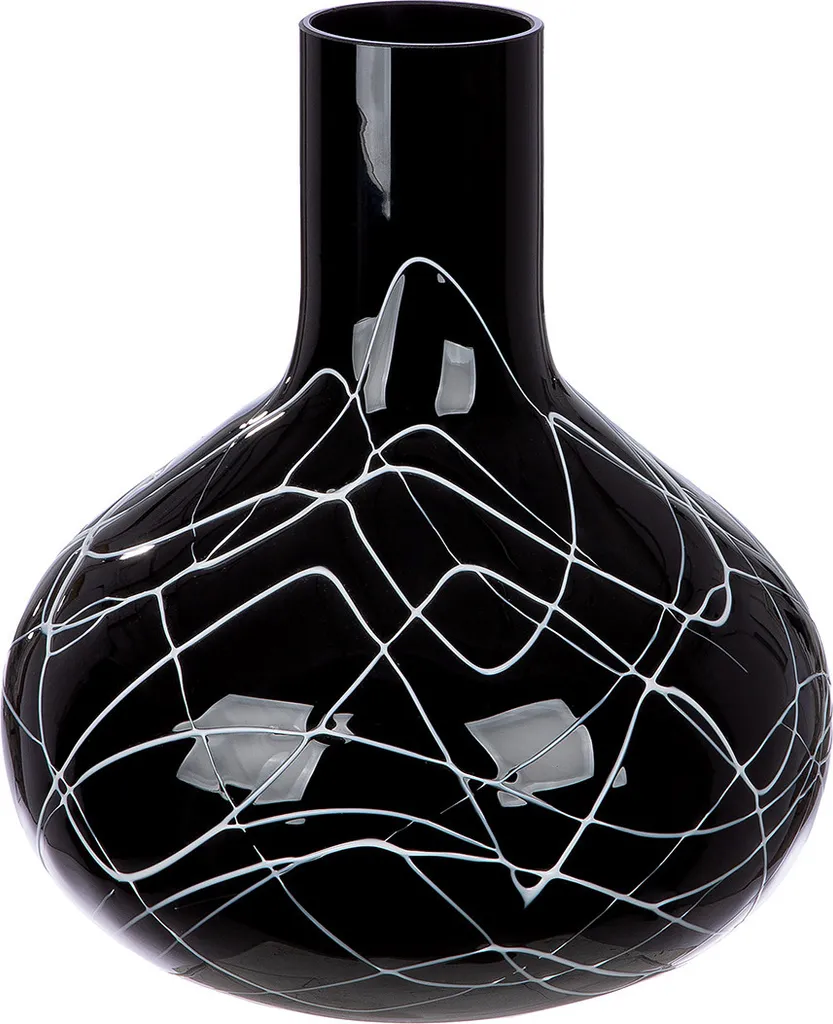 Gilde Vase Uderzo en Verre Noir H28cm D24,5cm Réf 52904 Design Moderne