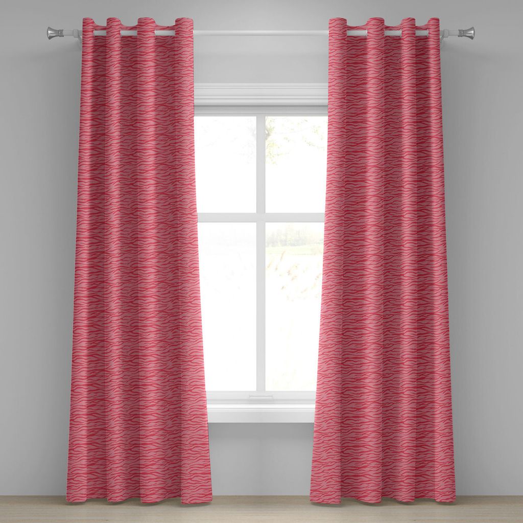 ABAKUHAUS rosa Zebra Ösenvorhang, Wellenförmige Zebrastreifen-Tarnungs-Savannen-Safari-afrikanisches Tiermotiv, Dekorative 2-Panel-Fenstervorhän...