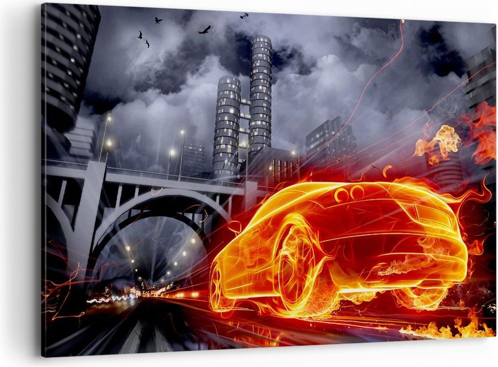Bild auf Leinwand - Leinwandbild - Auto Flammen Räder - Produktbild 