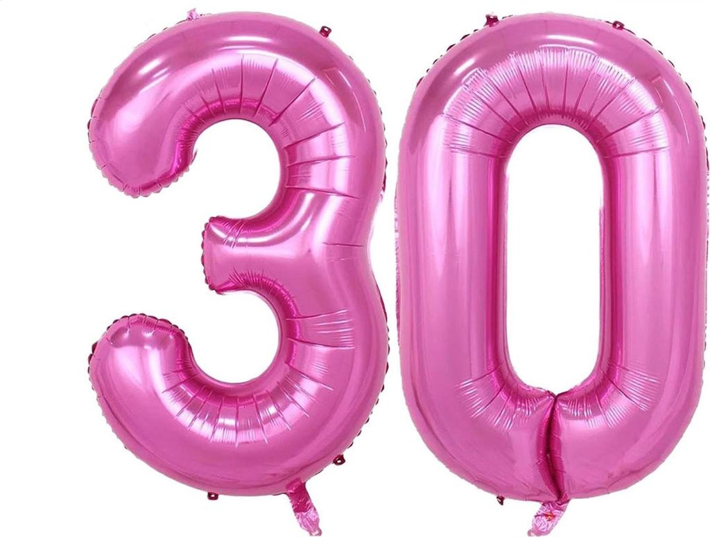 Folienballon Set Nummer 30, Pink, 100 cm, für Produktbild 
