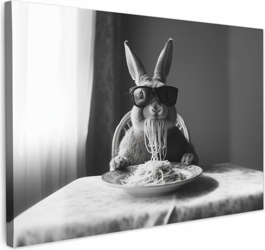 Leinwand Bilder 120x80 cm - Tiere, Komisch - Kaninchen, Wandbilder, Wanddeko Wohnzimmer, Bild