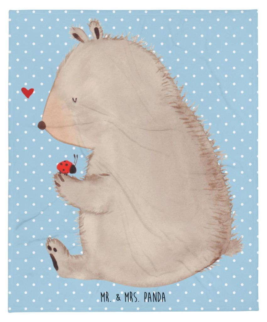 Mr. & Mrs. Panda Wohndecke Bär Marienkäfer - Blau Pastell - Geschenk, Motivation, Freiheit, Kuscheldecke, Das Leben Ist schön, Tagesdecke, Plaid...