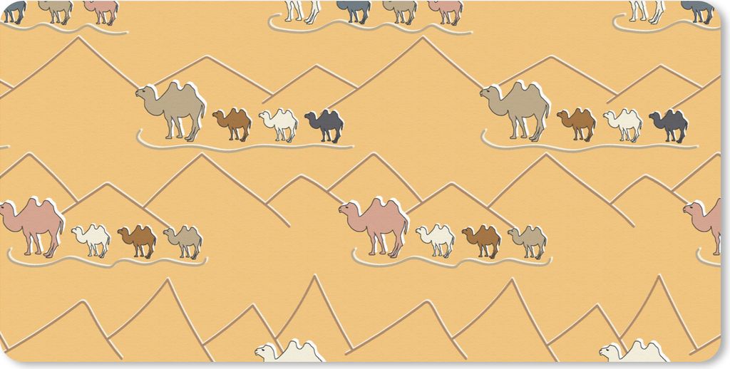 MuchoWow Mauspad Mousepad Kamel - Wüste - Muster - Kinder 60x30 cm - Mousepads - Maus Mat - Pad - Mausunterlage - Nachhaltig