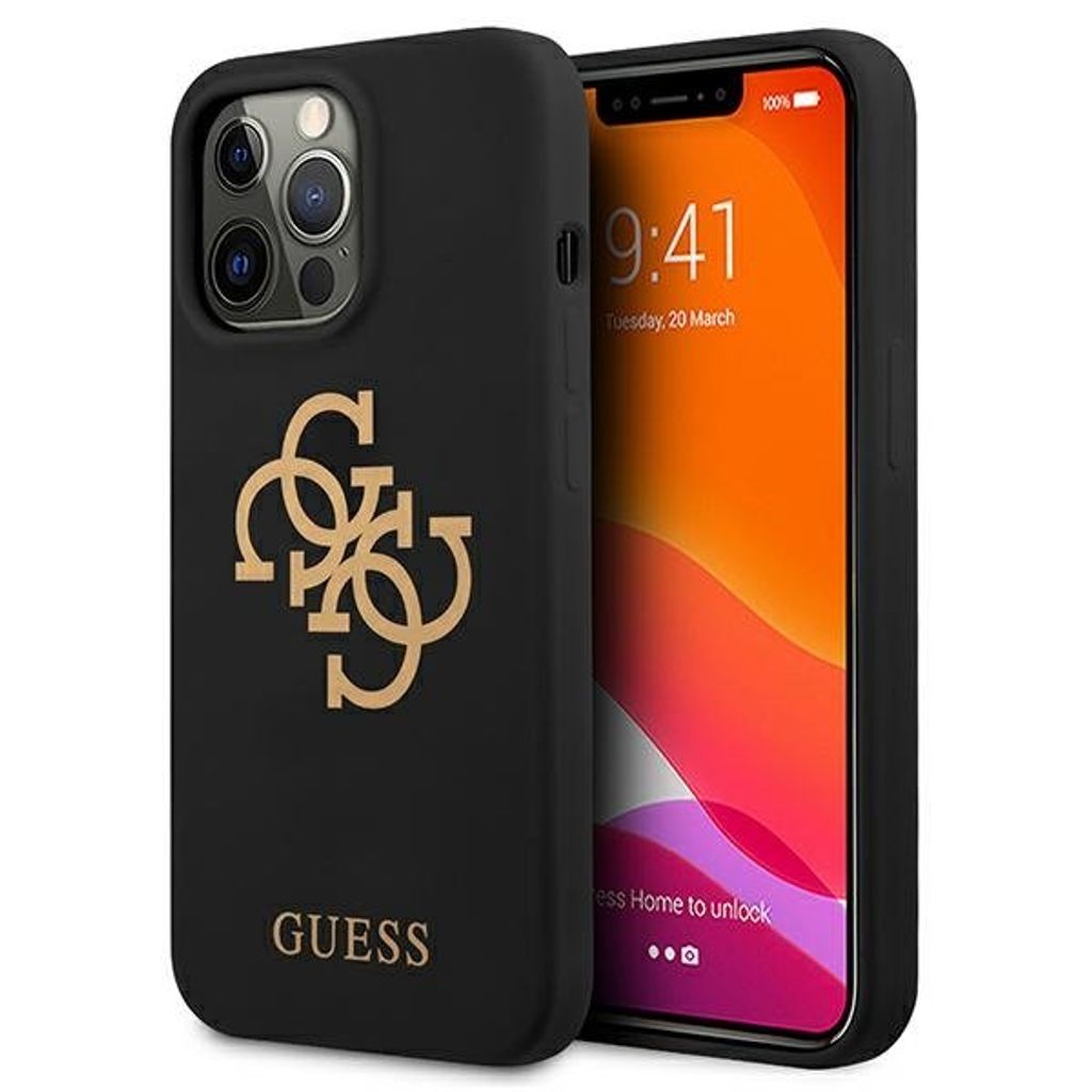 Guess GUHCP13XLS4GGBK iPhone 13 Pro Max 6,7" schwarz/schwarz Hartschale Silikon 4G Logo Schutzhlle