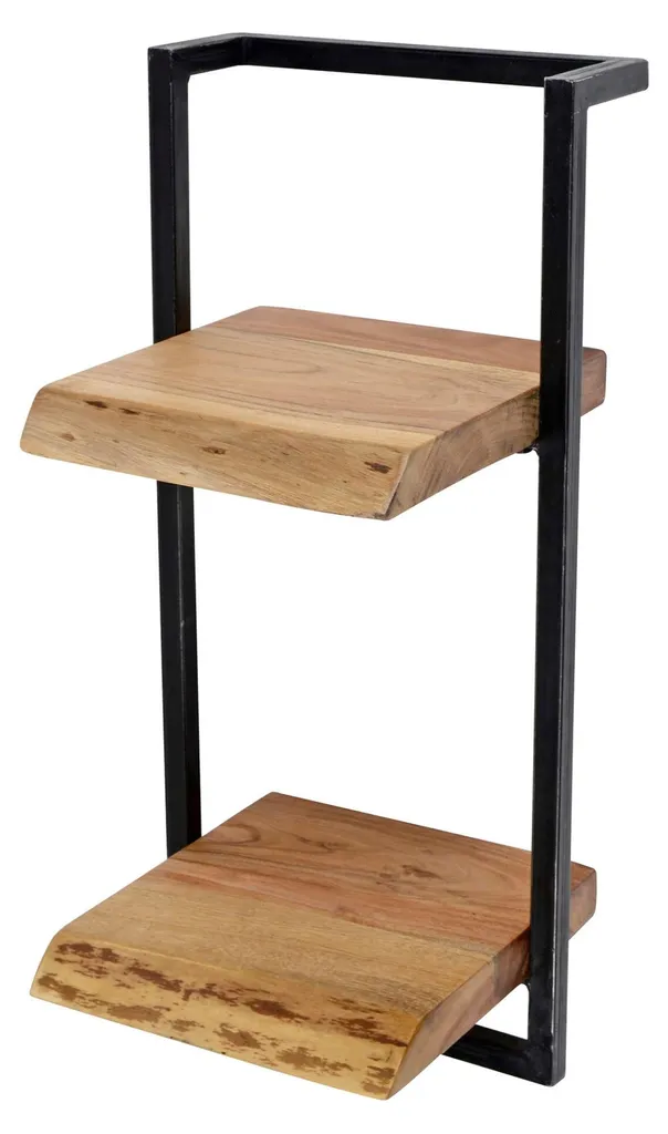 Étagère murale gain de place 30 cm Acacia et Noir pour salon et bureau