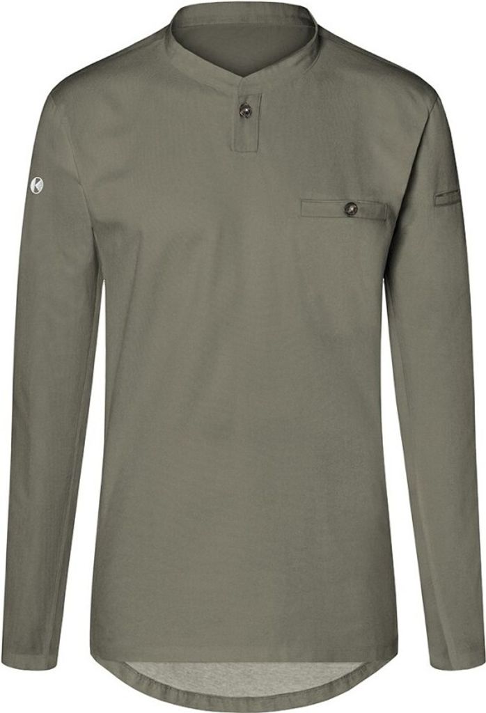 KARLOWSKY Herren Arbeitsshirt PERFORMANCE Langarm Slim Twill Salbei S