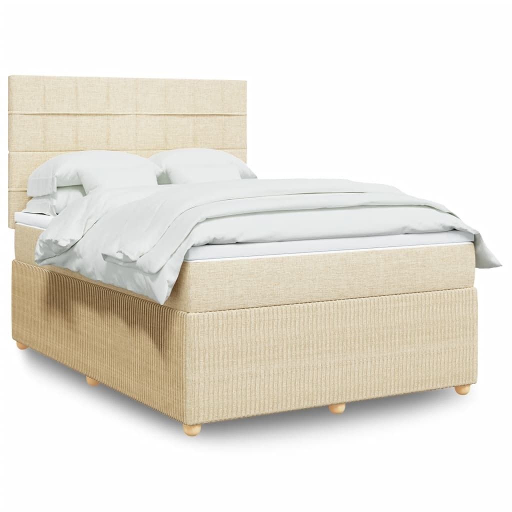 Möbel Bettrahmen mit Lattenrost,Boxspringbett mit Matratze Creme 160x200 cm Stoff - Schlafzimmer Betten"Design 2024" DE38460524