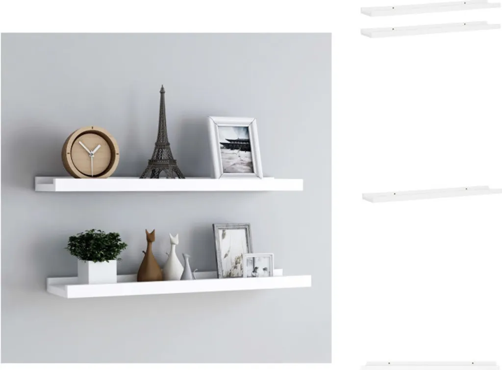 vidaXL Baguettes à Tableaux Blanches 80 cm en MDF - Lot de 2 Pièces