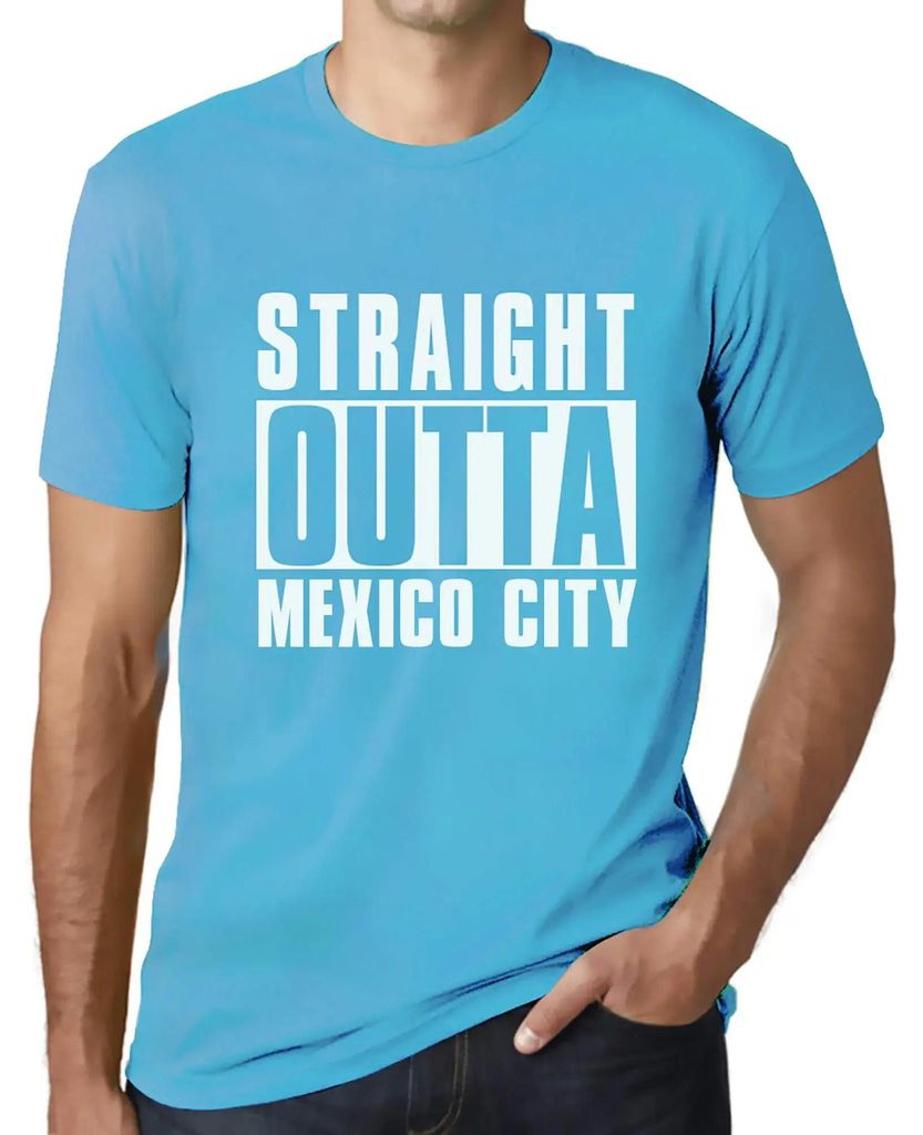 Herren Grafik T-Shirt Direkt aus Mexiko-Stadt – Straight Outta Mexico City – Öko-Verantwortlich Vintage Jahrgang Kurzarm Lustige Druck Geburtstag