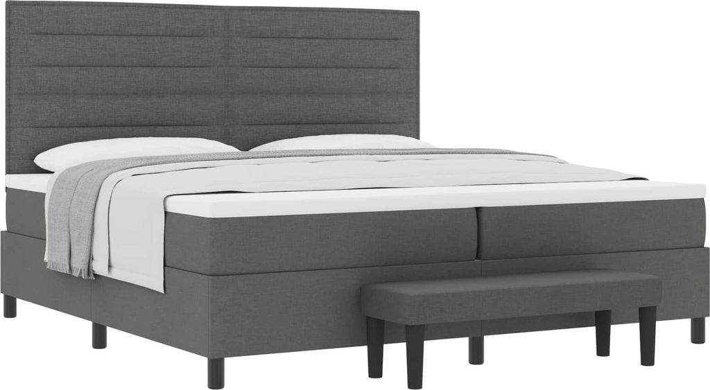 vidaXL Boxspringbett mit Matratze Dunkelgrau 200 x 200 cm Stoff
