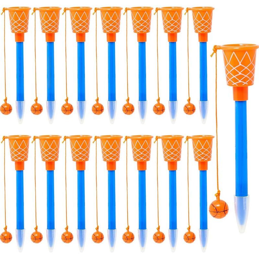 Basketball Kugelschreiber 20er Set 14,3 cm Mini Korb Schreibstift mit Schaumstoffgriff Schulbedarf Mitgebsel Party Geschenk Kinder