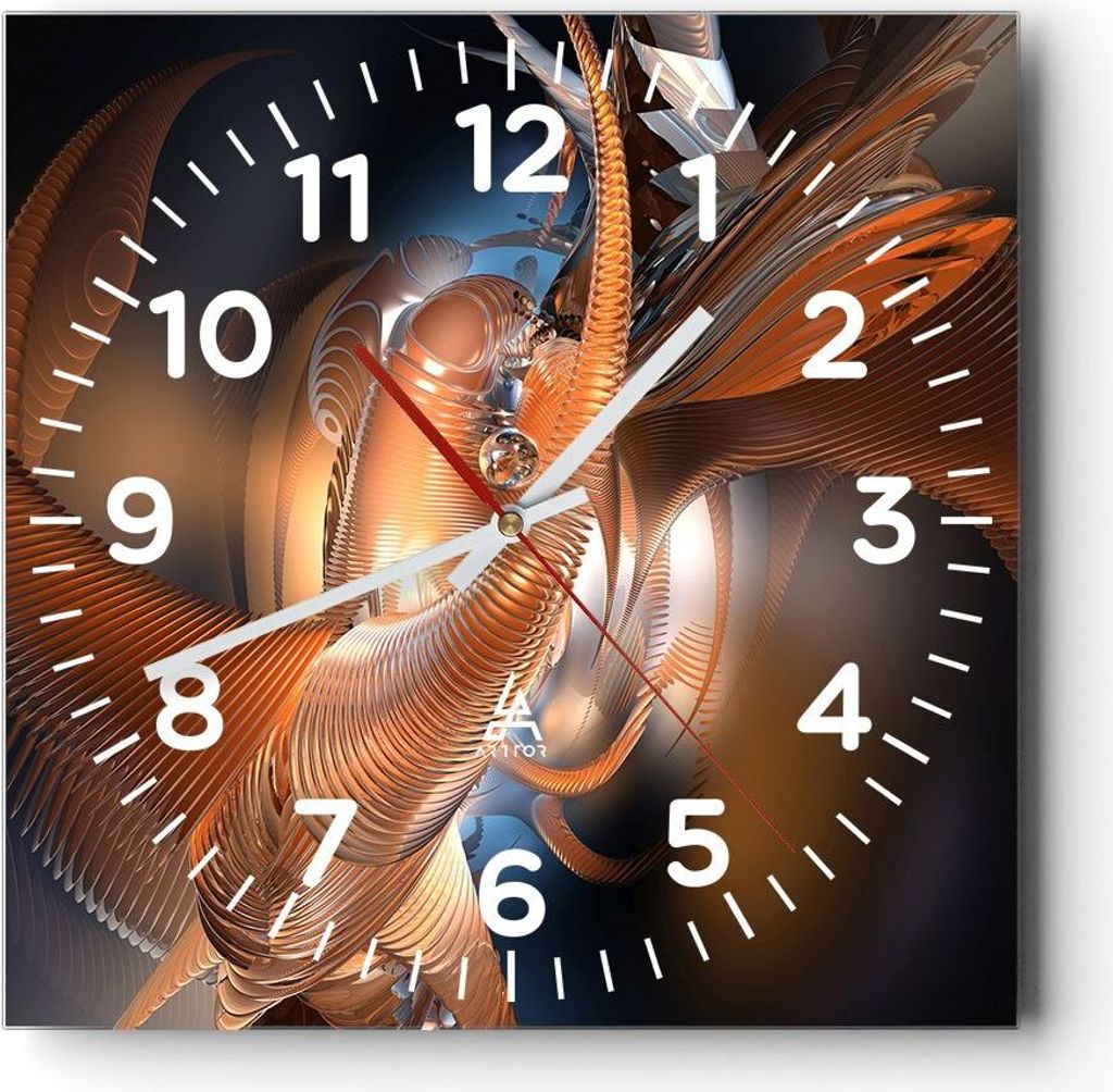 Wanduhr - Quadrat - Glasuhr - Grafik konzept abstraktion - 40x40cm - Schleichendes Uhrwerk - Lautlos - zum Aufhängen bereit - Dekoration Modern - ...