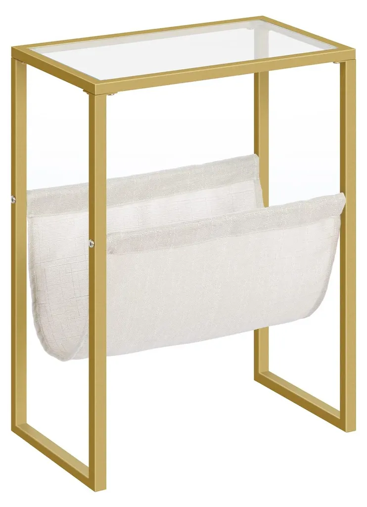 Table d'appoint pour petits espaces, bout de canapé doré avec tissu