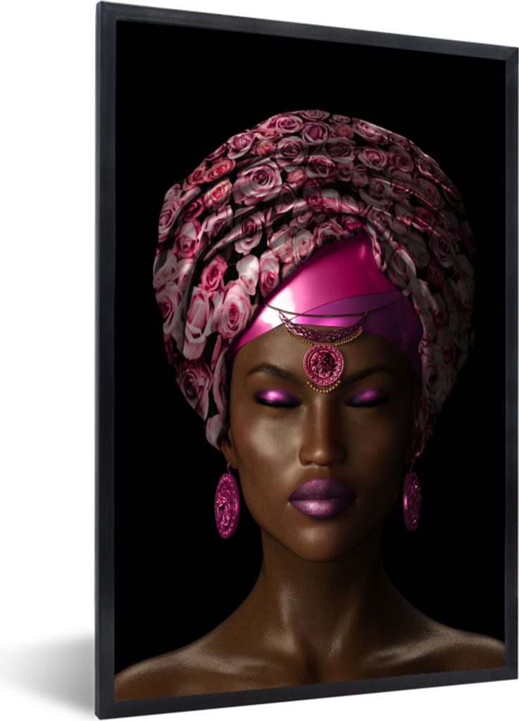 MuchoWow MuchoWow Gerahmtes Poster Frauen - Accessoires - Rosa 60x90 cm - Poster mit zchwarzem Bilderrahmen - Kunst