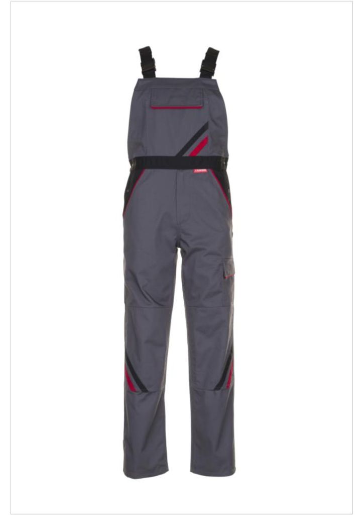 Planam  Highline Latzhose schiefer/schwarz/rot Gr. 25, Produktbild 