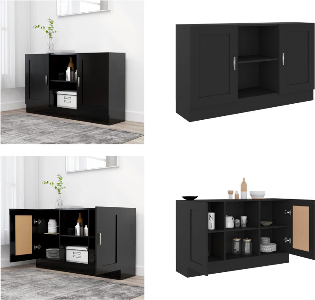 vidaXL Sideboard Schwarz 120x30,5x70 cm Holzwerkstoff - Sideboard - Sideboards - Seitenschrank - Seitenschränke