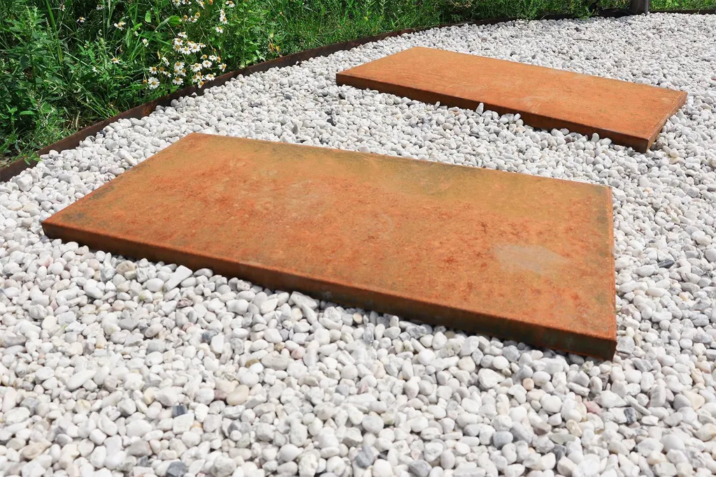 Pas japonais en acier corten 40x80cm - Dalle de jardin aspect rouille
