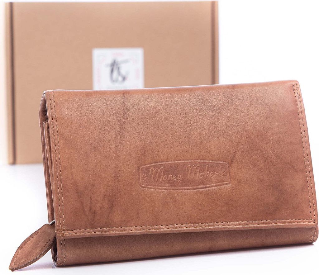 Großes Damen Geldbörse auch weichem Echt Leder Portemonnaie RFID-Schutz Beige