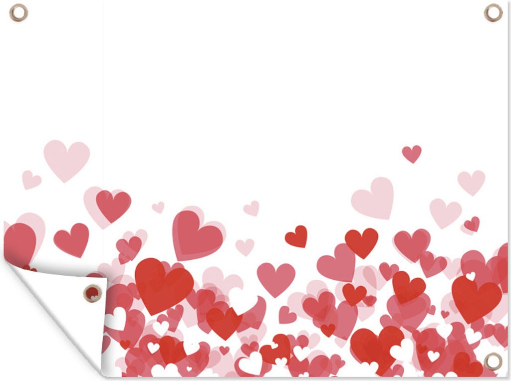 MuchoWow 80x60 cm Outdoor-Poster Gartendeko Sichtschutz Garten Poster für den Garten Eine Illustration eines Regens der Herzen