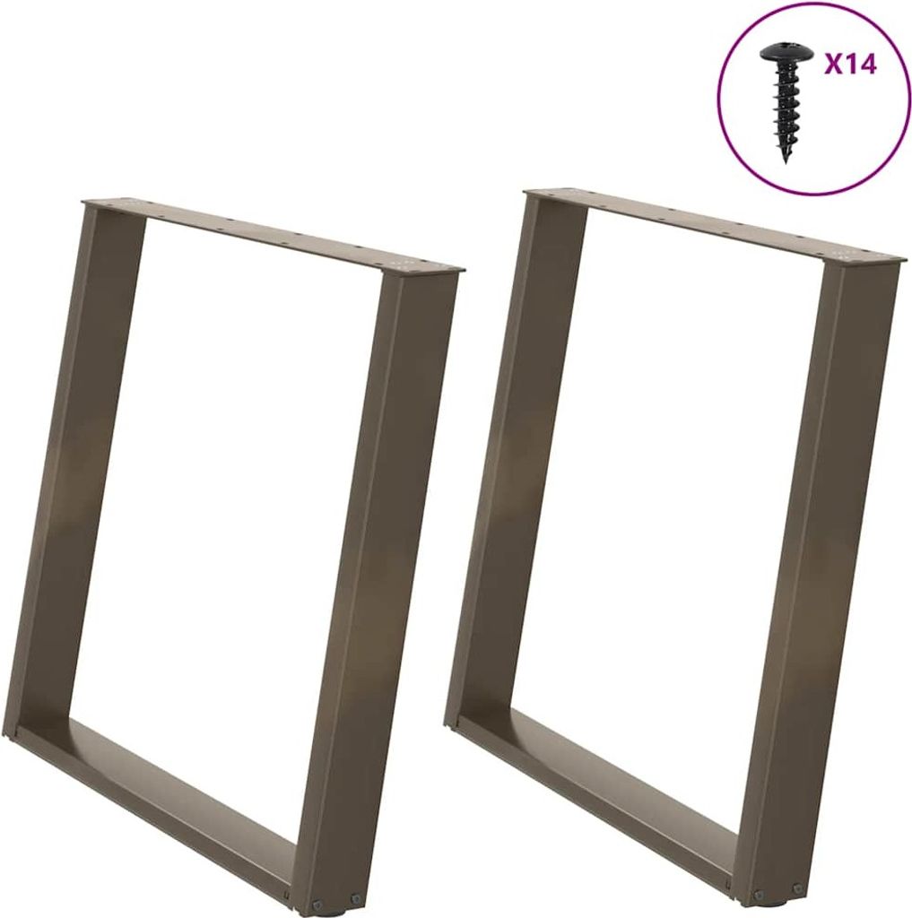 Esstischbeine U-Form 2 Stk. Naturstahl 90x(72-73) cm Stahl