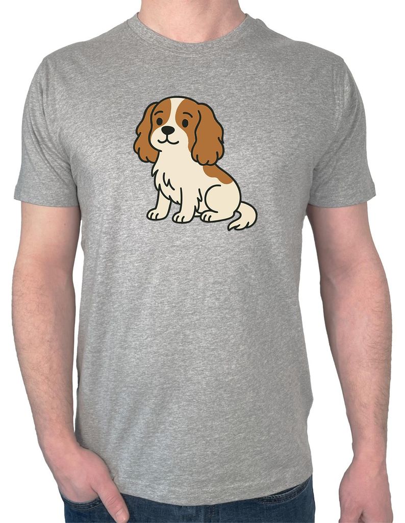 Huuraa Herren T-Shirt Cavalier King Charles Spaniel Cavie Comic XL Sport Grey Bio Baumwolle Fairtrade Herrenshirt Geschenkidee