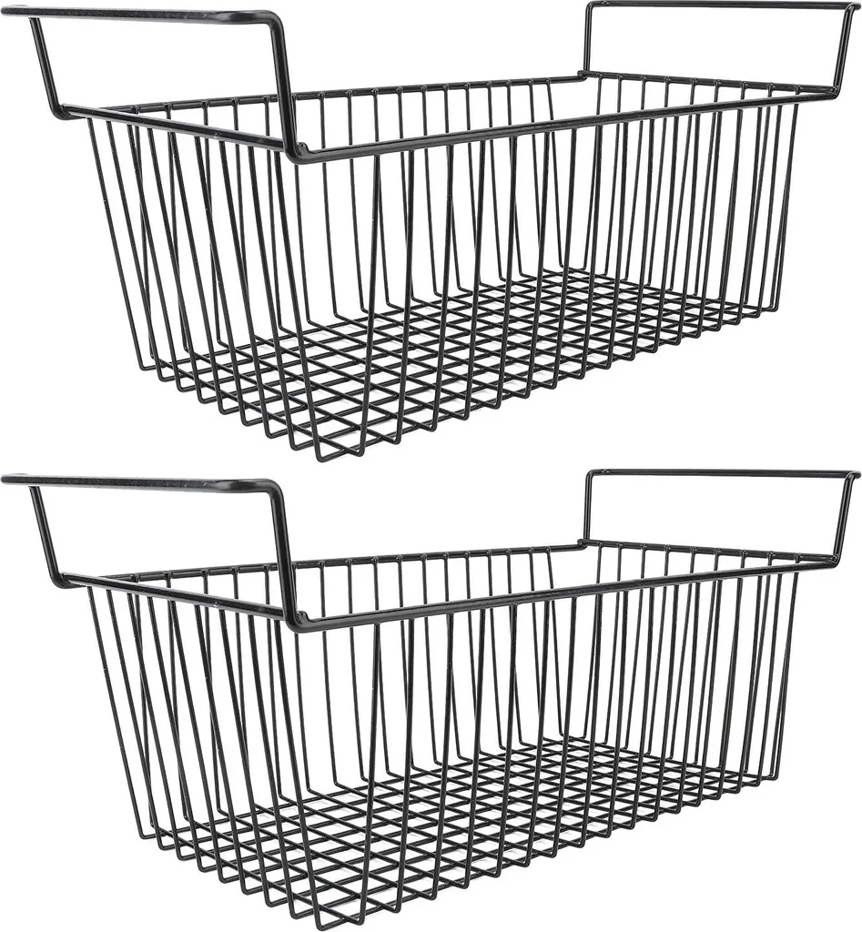 Panier Congélateur Anti-Désordre - Rangement en Fil Noir 56,5x25,2 cm