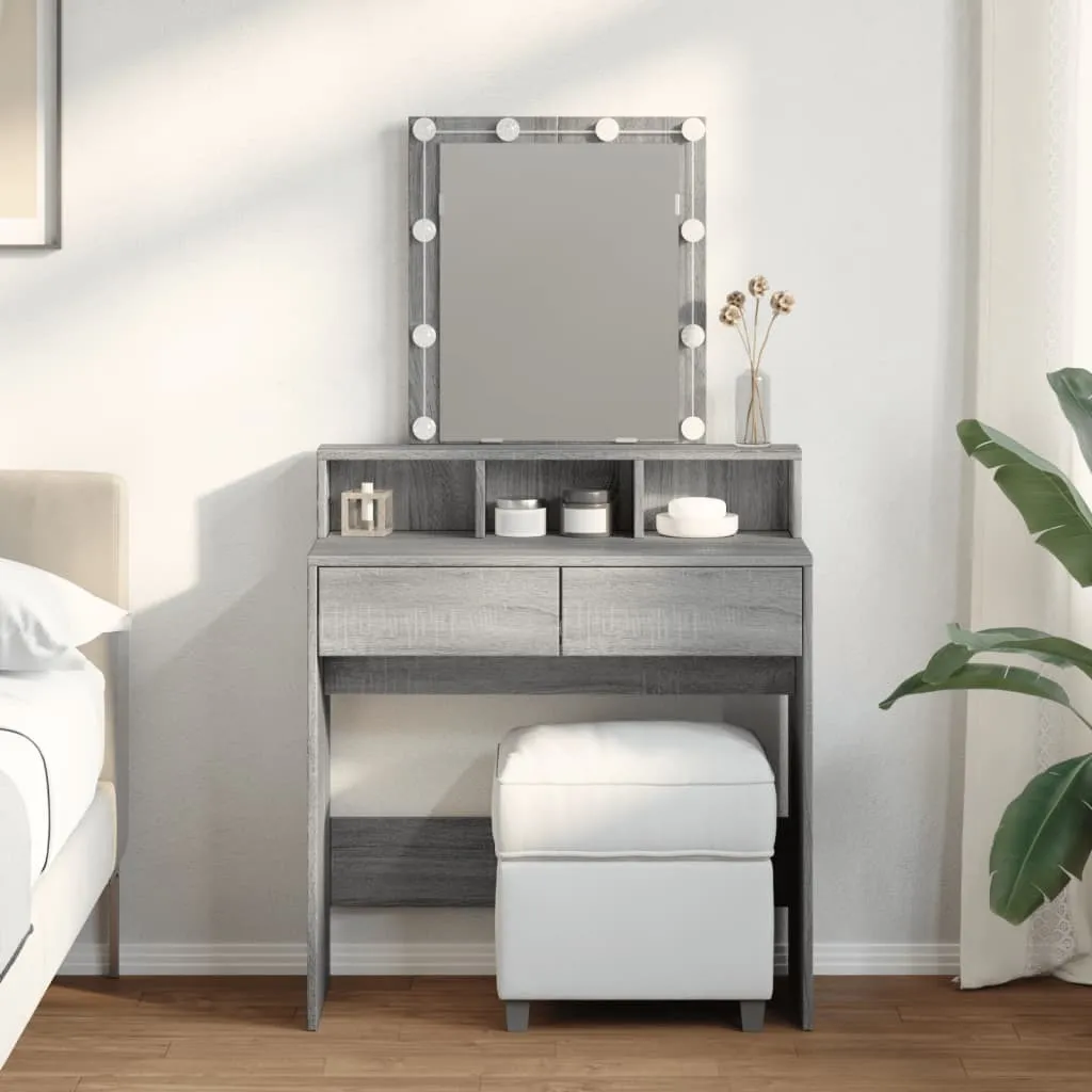 Postazione Trucco Professionale LED Grigio Sonoma 80x41 | Best Möbel