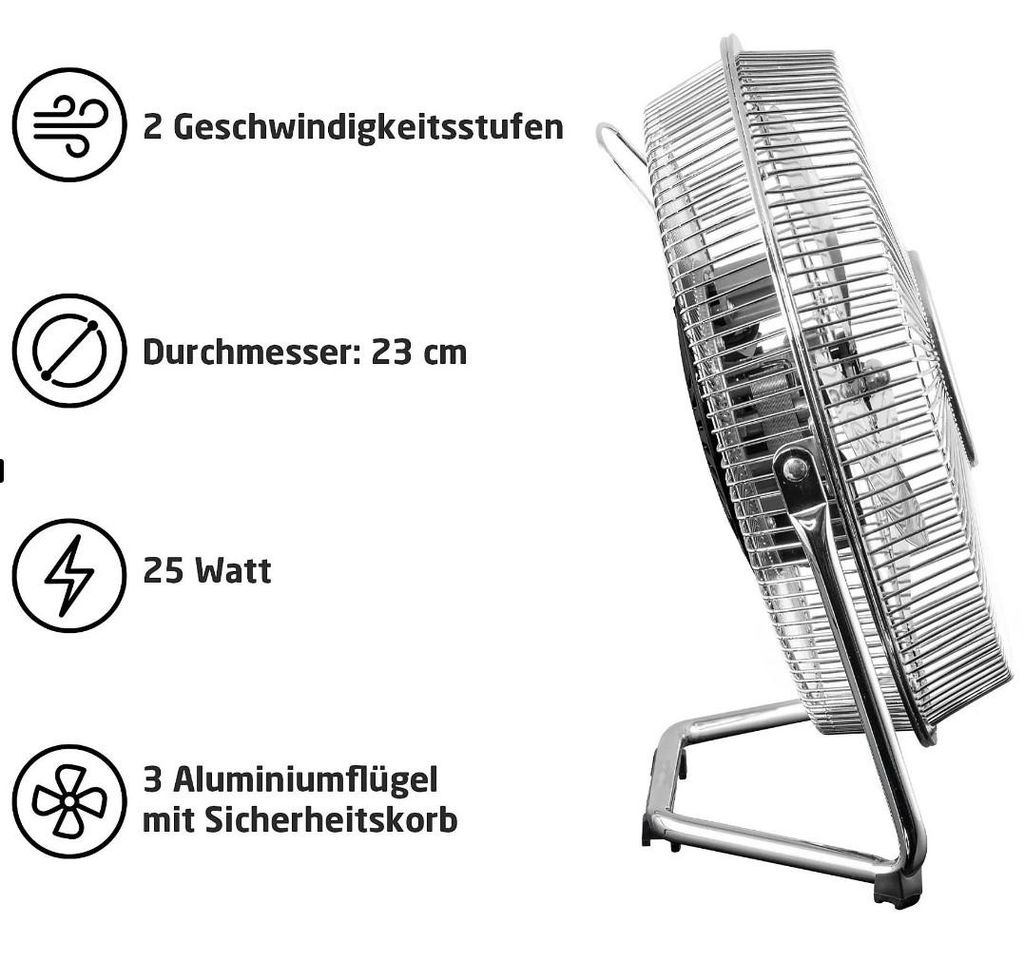 Koenic KTF 2221 Tischventilator in Chrom Ventilator Produktbild 