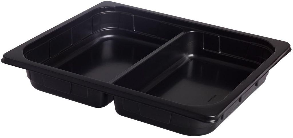 100x DUNIFORM PP-Schale 1/2 GN 325 x 265 x 50 mm Schwarz 2-Teilung