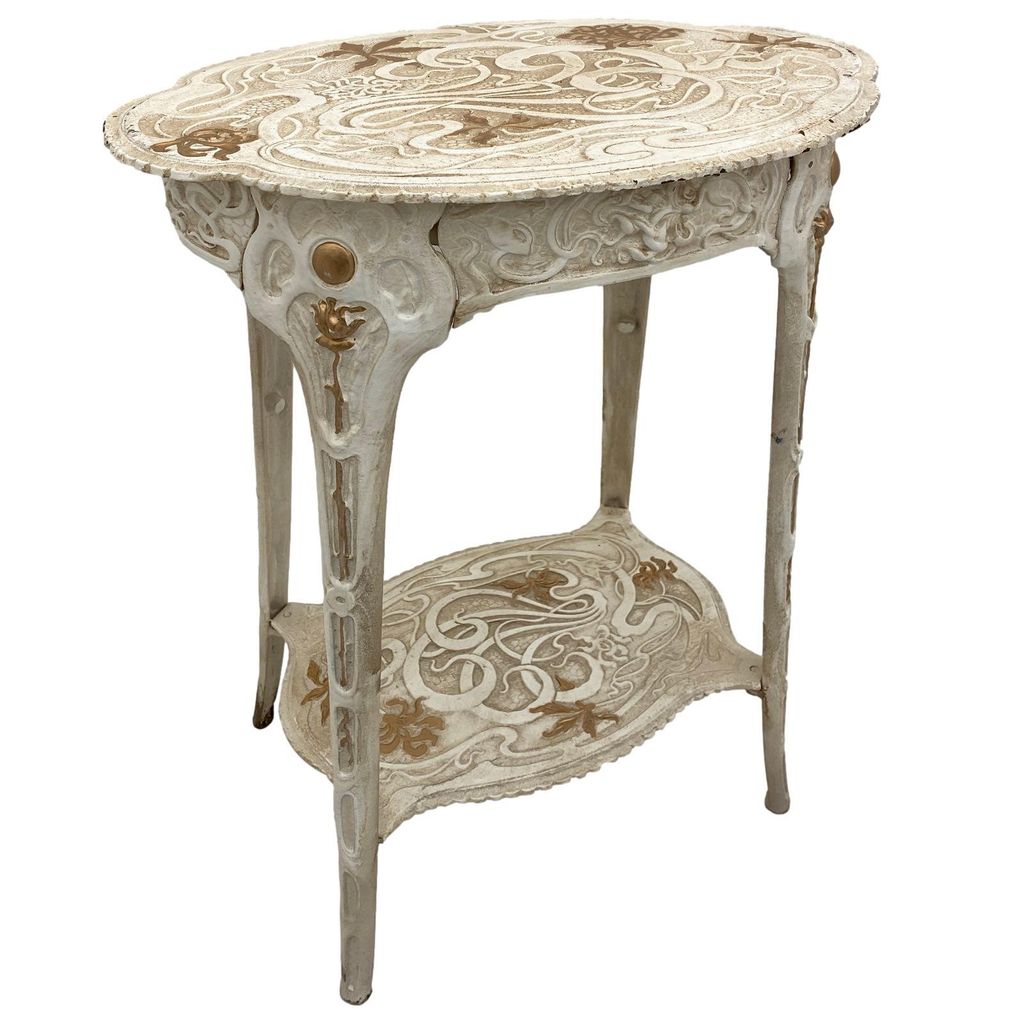 Tisch 60cm Beistelltisch Blumen Eisen 11,5kg Art Nouveau Antik-Stil